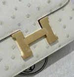 Hermes Women Constance 19 Bag Nata Ostrich Leather-White