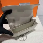 Hermes Women Constance 19 Bag Nata Ostrich Leather-White/Silver