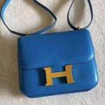 Hermes Women Constance 24 Bag Box Leather-Blue/Gold