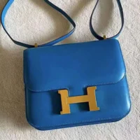 Hermes Women Constance 24 Bag Box Leather-BlueGold (1)