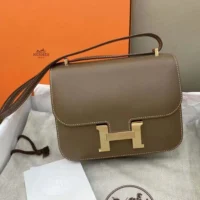 Hermes Women Constance 24 Bag Box Leather-GrayGold (1)