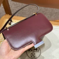 Hermes Women Constance 24 Bag Box Leather-MaroonSilver (1)