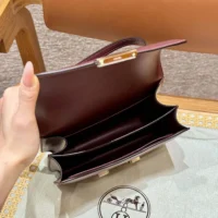 Hermes Women Constance 24 Bag Box Leather-MaroonSilver (1)