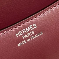 Hermes Women Constance 24 Bag Box Leather-MaroonSilver (1)