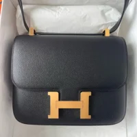 Hermes Women Constance 24 Bag Epsom Leather-BlackGold (2)