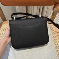 Hermes Women Constance 24 Bag Epsom Leather-BlackSilver (1)