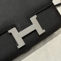 Hermes Women Constance 24 Bag Epsom Leather-BlackSilver (1)