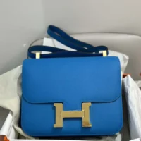Hermes Women Constance 24 Bag Epsom Leather-BlueGold (1)