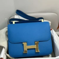 Hermes Women Constance 24 Bag Epsom Leather-BlueGold (1)