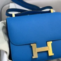 Hermes Women Constance 24 Bag Epsom Leather-BlueGold (1)
