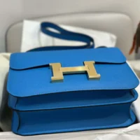 Hermes Women Constance 24 Bag Epsom Leather-BlueGold (1)