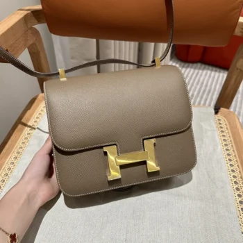 Hermes Women Constance 24 Bag Epsom Leather-Gray