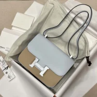 Hermes Women Constance 24 Bag Epsom Leather-Light BlueSilver (10)