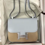 Hermes Women Constance 24 Bag Epsom Leather-Light Blue/Silver