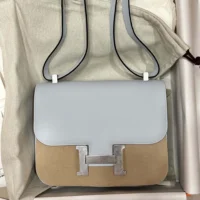 Hermes Women Constance 24 Bag Epsom Leather-Light BlueSilver (10)