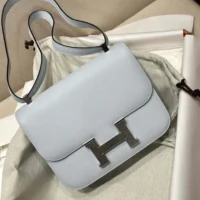 Hermes Women Constance 24 Bag Epsom Leather-Light BlueSilver (10)