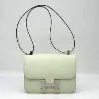 Hermes Women Constance 24 Bag Epsom Leather-LimeSilver (1)