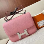 Hermes Women Constance 24 Bag Epsom Leather-Pink/Silver