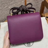 Hermes Women Constance 24 Bag Epsom Leather-PurpleGold (1)