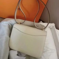 Hermes Women Constance 24 Bag Epsom Leather-WhiteGold (11)