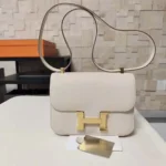 Hermes Women Constance 24 Bag Epsom Leather-White/Gold