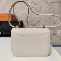 Hermes Women Constance 24 Bag Epsom Leather-WhiteGold (11)