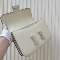 Hermes Women Constance 24 Bag Epsom Leather-WhiteSilver (10)