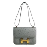 Hermes Women Constance 24 Bag Nata Ostrich Leather-Silver