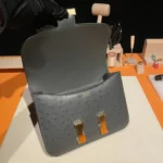 Hermes Women Constance 24 Bag Nata Ostrich Leather-Silver/Gold