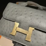 Hermes Women Constance 24 Bag Nata Ostrich Leather-Silver/Gold