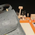 Hermes Women Constance 24 Bag Nata Ostrich Leather-Silver/Gold