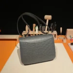 Hermes Women Constance 24 Bag Nata Ostrich Leather-Silver/Gold