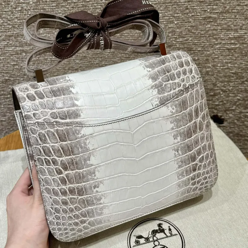 Hermes Women Constance 24 Himalaya Matte Niloticus Crocodile Palladium Hardware