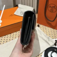 Hermes Women Constance Long To Go in Epsom Leather-BlackSilver (1)