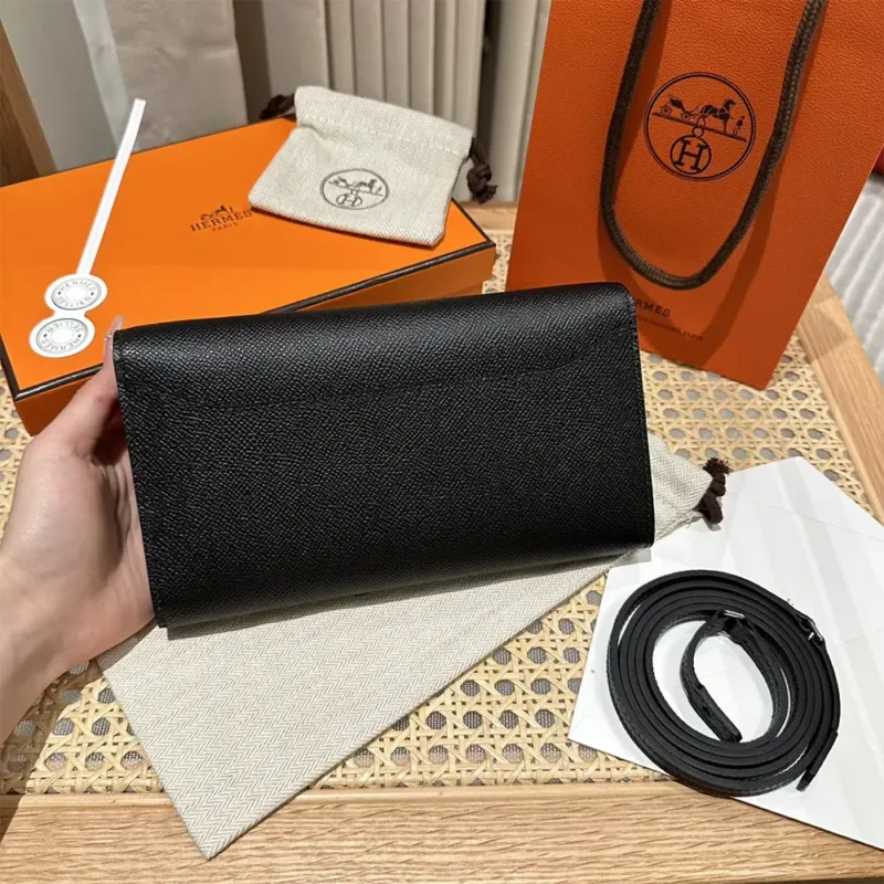 Hermes Women Constance Long To Go in Epsom Leather-Black/Silver