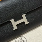 Hermes Women Constance Long To Go in Epsom Leather-Black/Silver