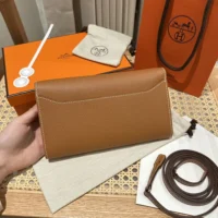 Hermes Women Constance Long To Go in Epsom Leather-BrownSilver (1)