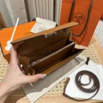 Hermes Women Constance Long To Go in Epsom Leather-Brown/Silver