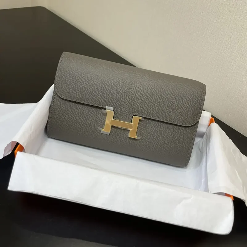 Hermes Women Constance Long To Go in Epsom Leather-Grey