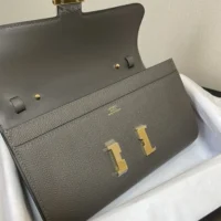 Hermes Women Constance Long To Go in Epsom Leather-GreyGold (1)