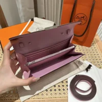 Hermes Women Constance Long To Go in Epsom Leather-PinkSilver (1)