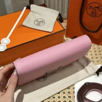 Hermes Women Constance Long To Go in Epsom Leather-PinkSilver (1)