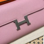 Hermes Women Constance Long To Go in Epsom Leather-Pink/Silver