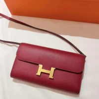 Hermes Women Constance Long To Go in Epsom Leather-Red (1)