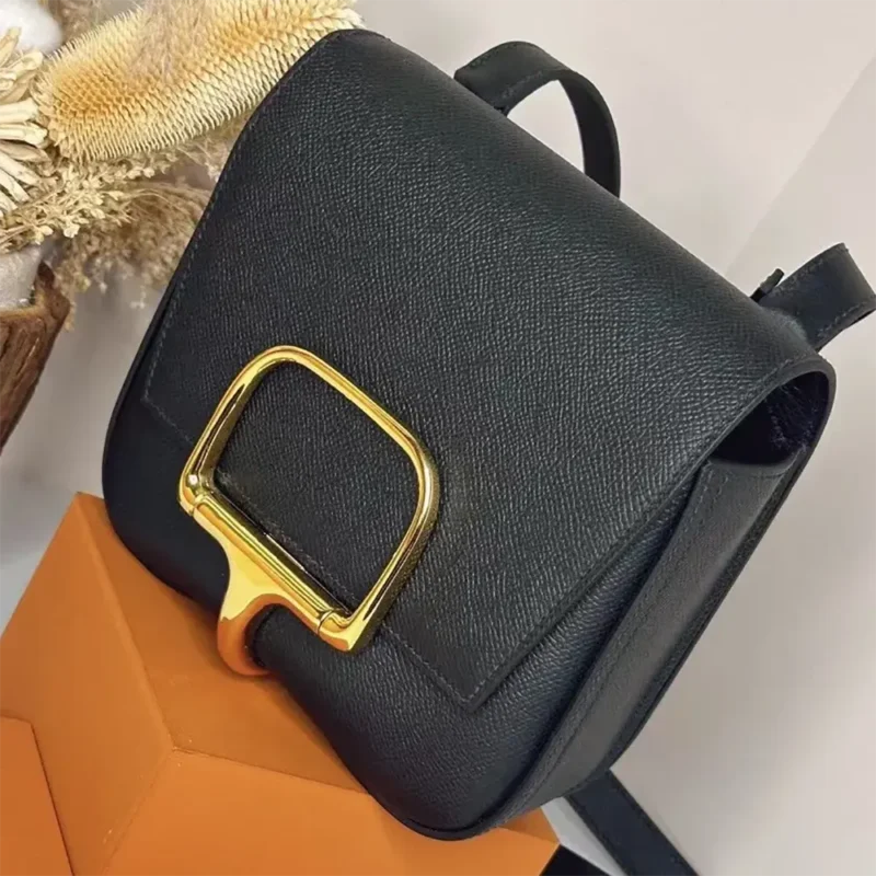 Hermes Women Della Cavalleria Mini Bag Epsom Leather-Black/Gold