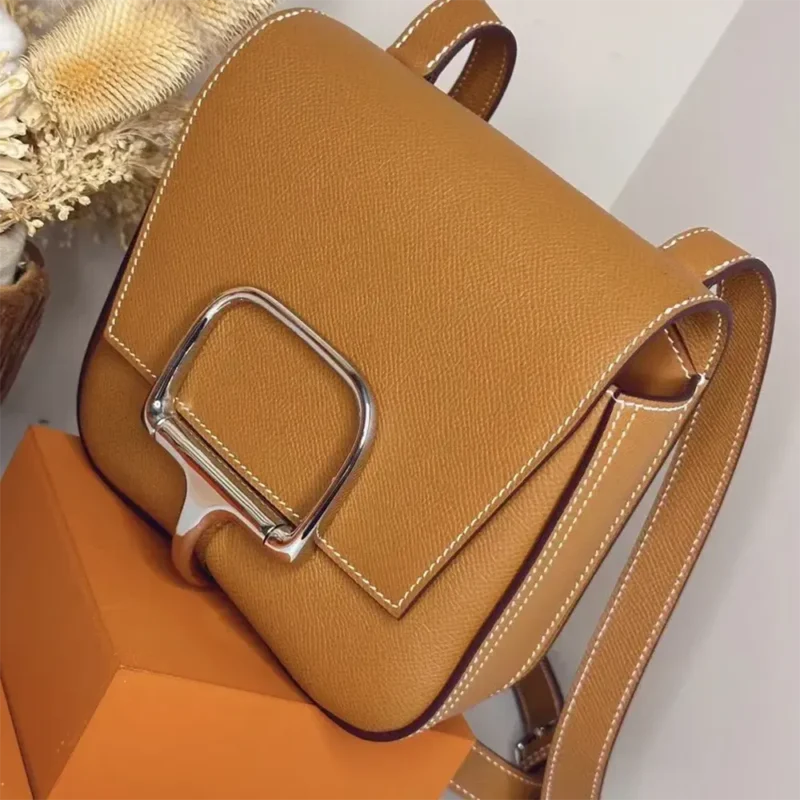 Hermes Women Della Cavalleria Mini Bag Epsom Leather-Brown/Silver
