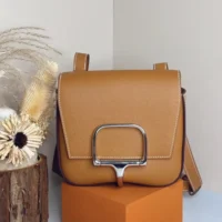 Hermes Women Della Cavalleria Mini Bag Epsom Leather-BrownSilver (2)