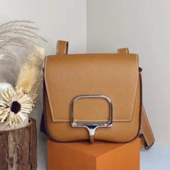Hermes Women Della Cavalleria Mini Bag Epsom Leather-Brown/Silver