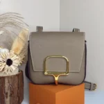 Hermes Women Della Cavalleria Mini Bag Epsom Leather-Grey/Gold