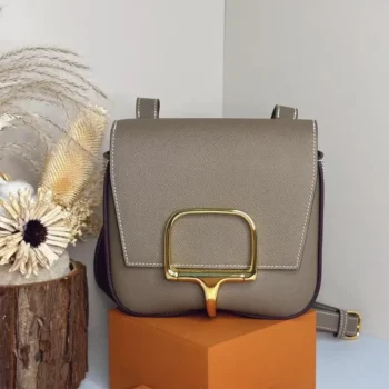 Hermes Women Della Cavalleria Mini Bag Epsom Leather-Grey/Gold